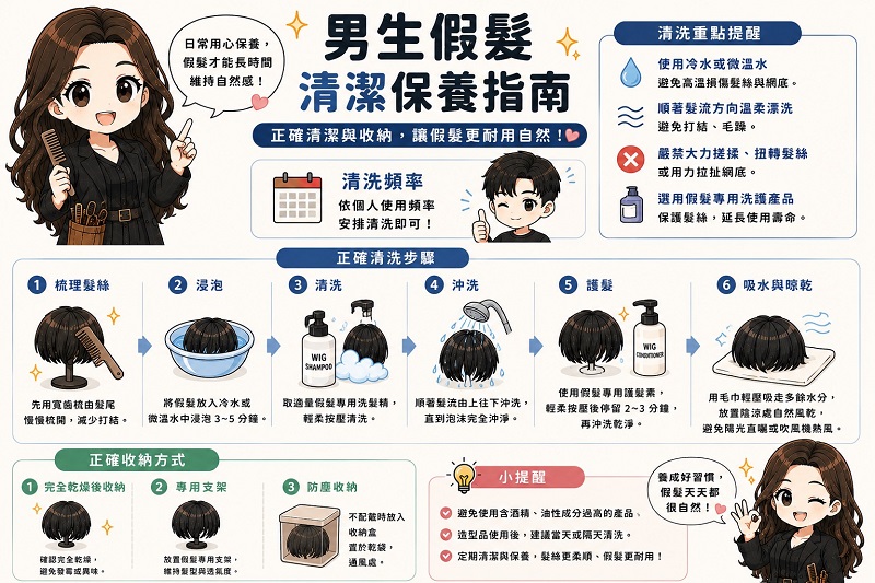 男生假髮清潔保養方法