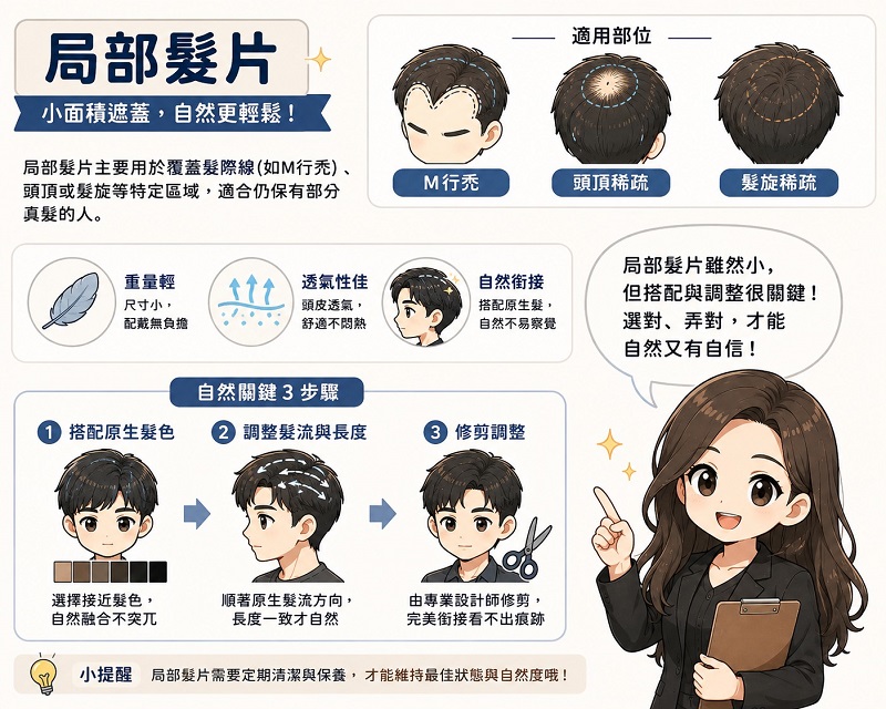 男生假髮類型1:局部髮片