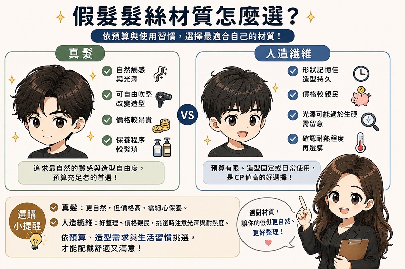 男生假髮髮絲材質怎麼選