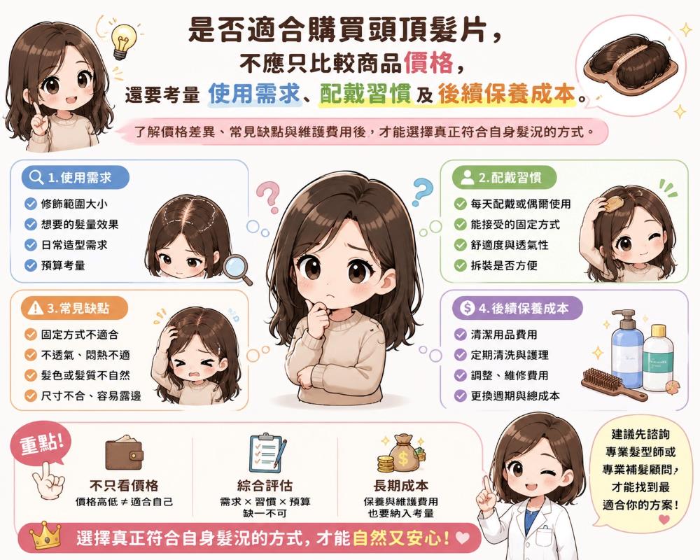 頭頂補髮片值得買嗎？價格、缺點與後續花費先了解