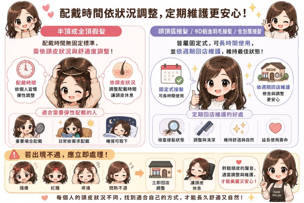 頭頂補髮片一天可以戴多久？