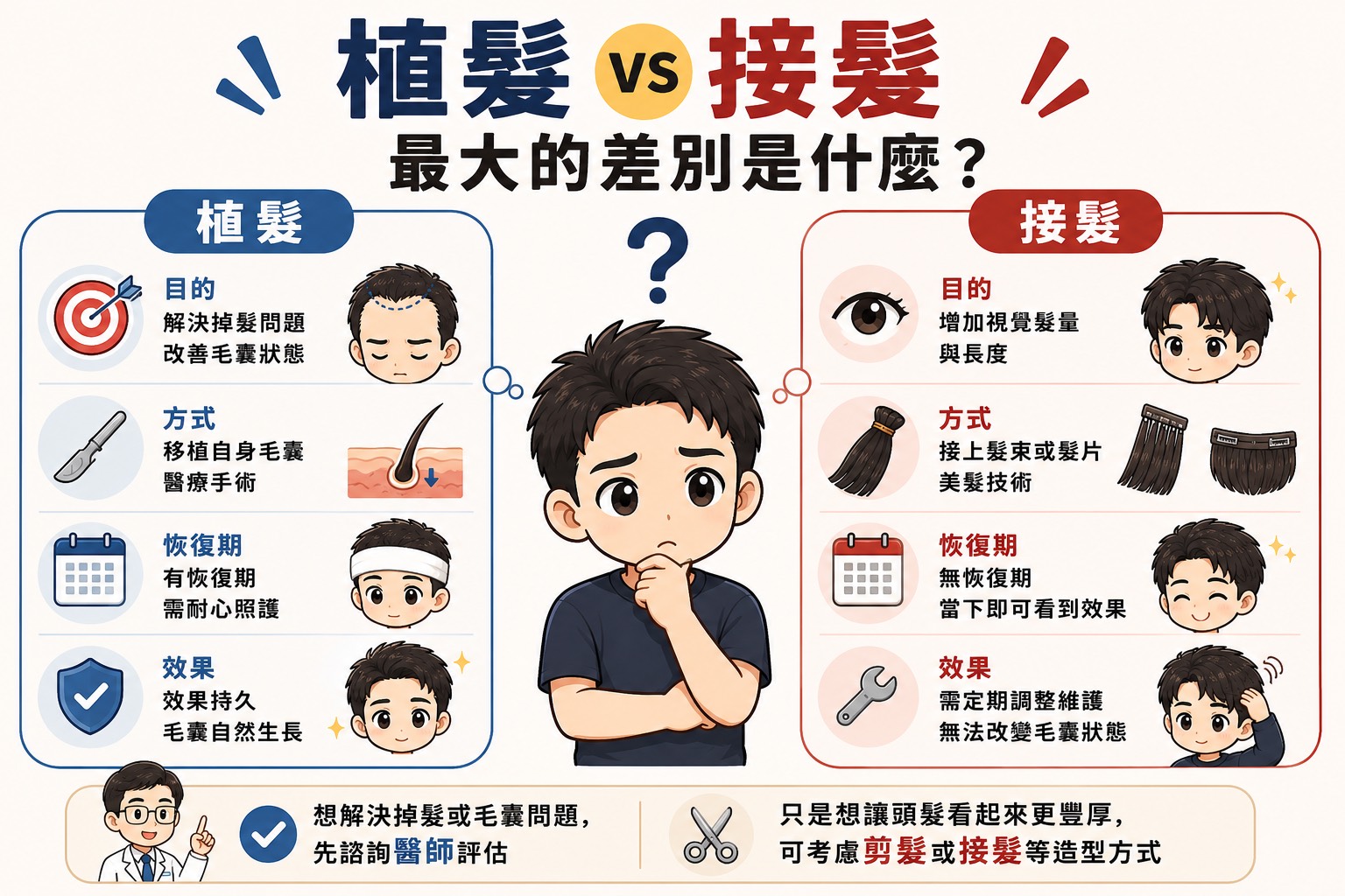 植髮與接髮最大的差別是什麼？